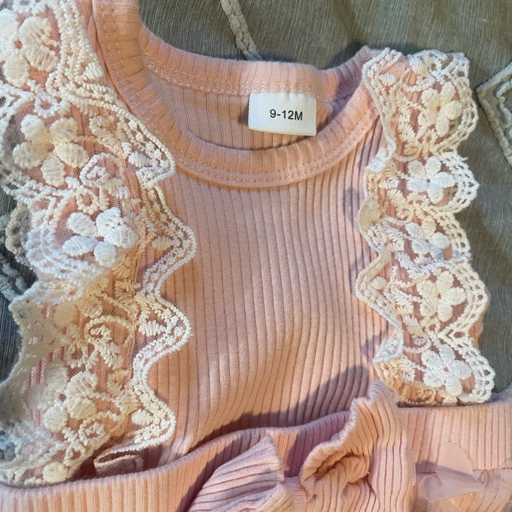 Pink Lace Ruffle Baby One Piece - Picture 3 of 5